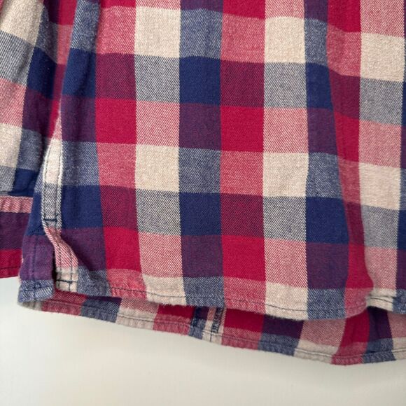 DULUTH TRADING CO woman's size medium M 100% cotton plaid flannel top shirt - Picture 7 of 12